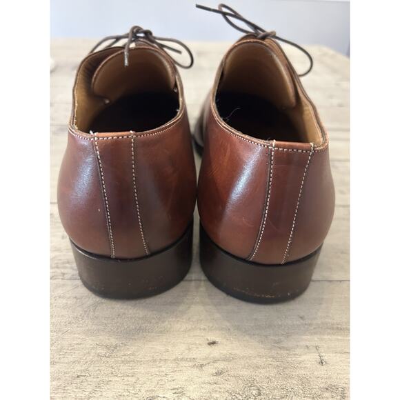 Santoni Men’s 12 Kenton Oxford Dress Shoes Brown Leather Almond Toe Lace Up - Picture 6 of 10